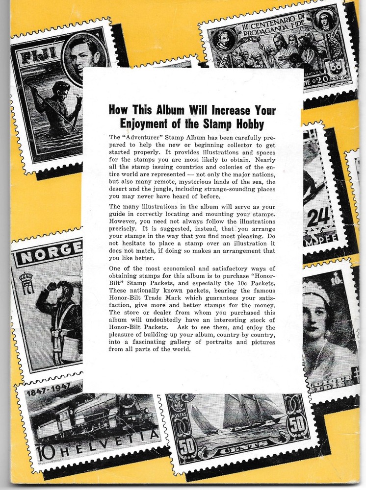 1954 The Adventurer Stamp Album with Postage Stamps+