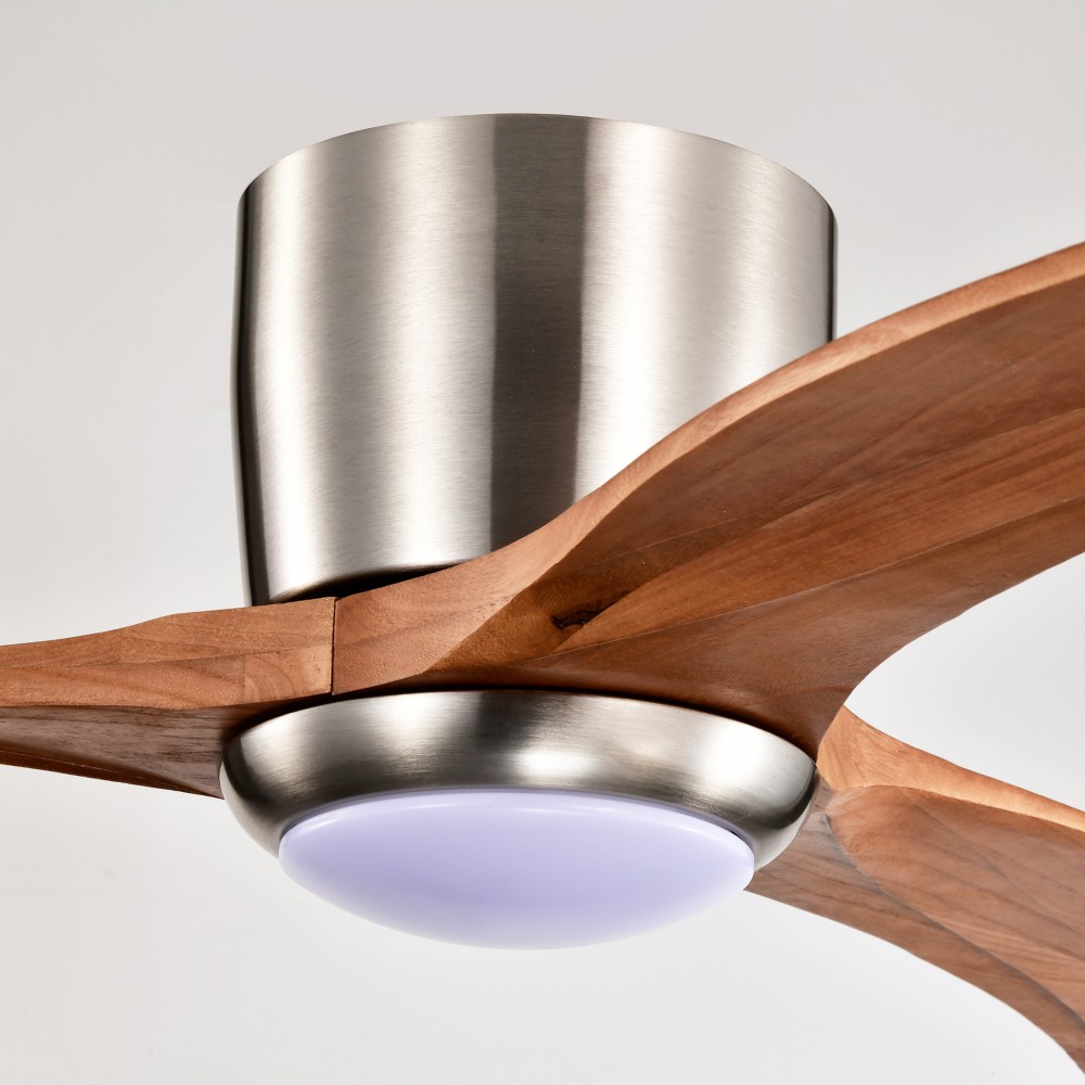 52” Flush Mount Ceiling Fan with Light & Remote, DC Motor, 6 Speeds