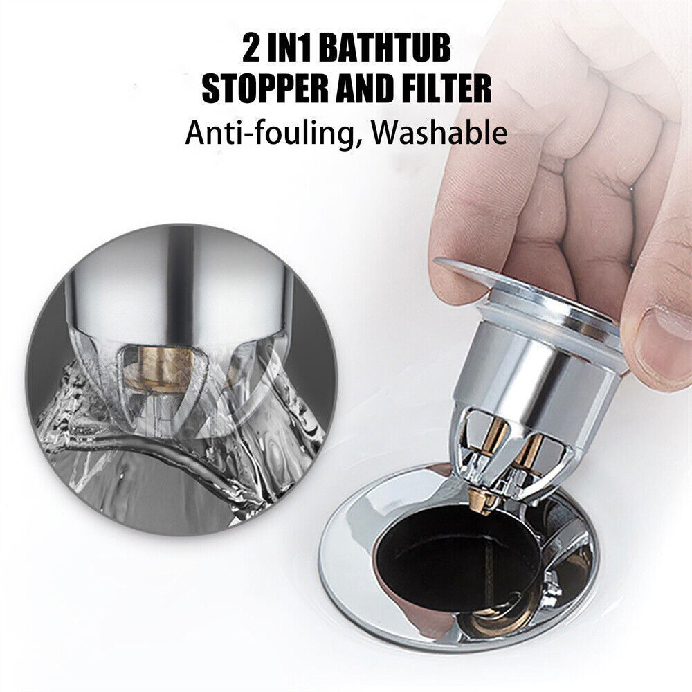 Universal Bathroom Sink Plug Stopper Pop-Up Drain Filter Bullet Core Push Plug