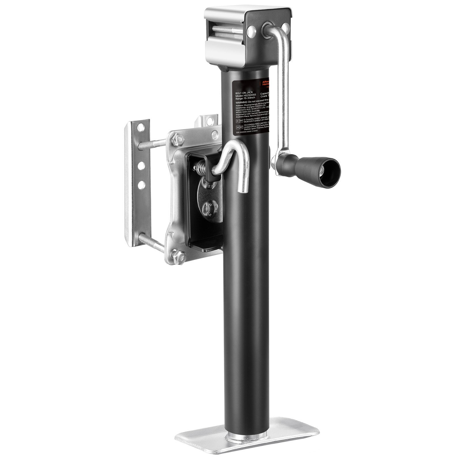 Trailer Jack Bolt-on Trailer Tongue Jack 2500 lbs Dynamic Load 15" Travel