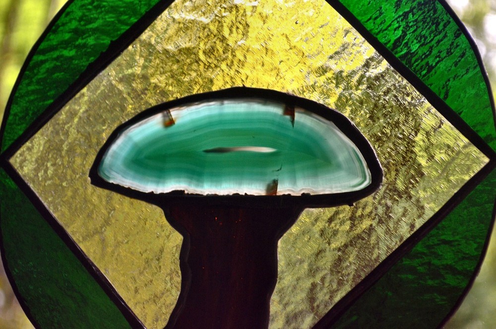 Agate Tree Stained Glass Panel Sun Catcher (#0033)