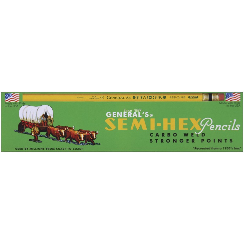 General Pencil Semi-Hex Graphite #2 Pencils 12/Pkg-2HB