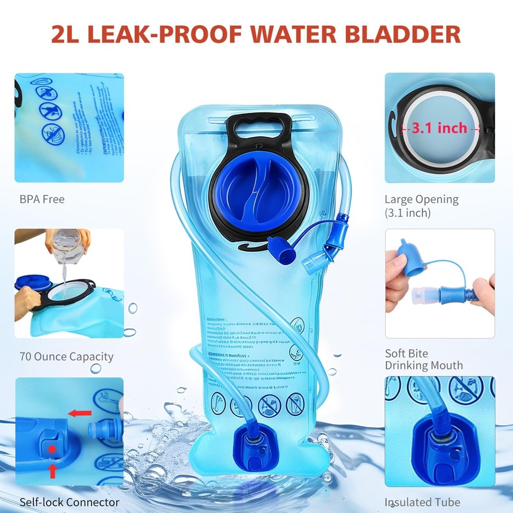 Hydration Pack, Insulated Hydration Backpack with 2L Hydration Bladder, Hikin...