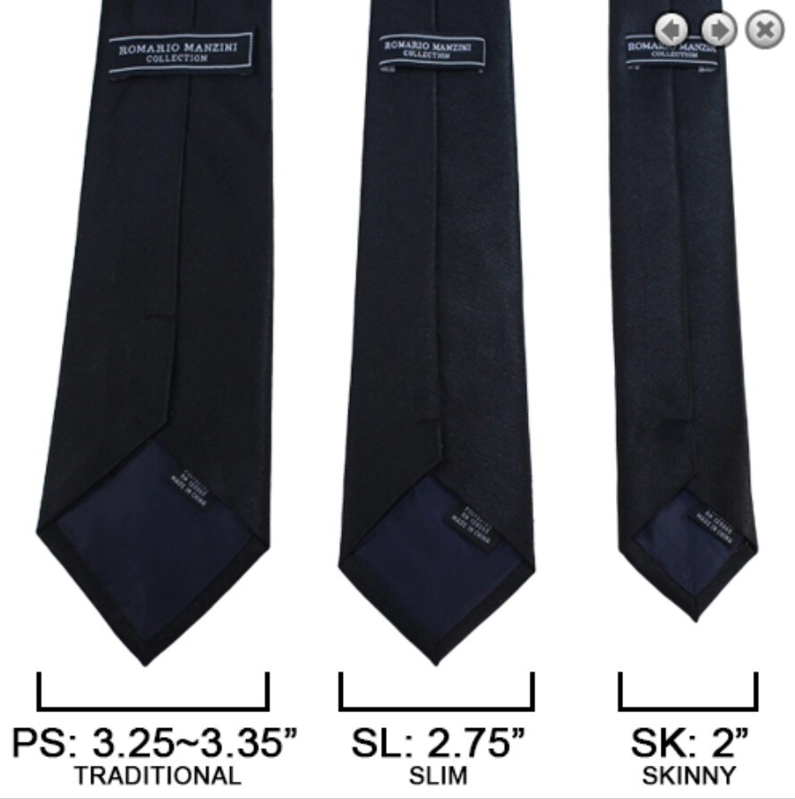 Manzini Neckwear® New Hot Trend! Solid Color Plain Classic Necktie Men's Tie