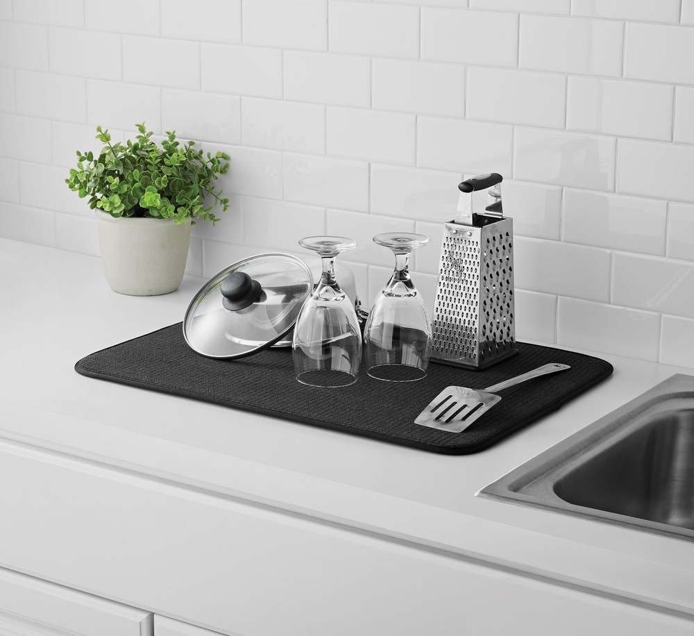 Mainstays Microfiber Dish Drying Mat Black