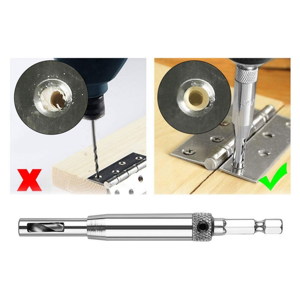 5mm, 13/64in New Durable Self Centering Hinge Hardware Drill Bit Set Kit