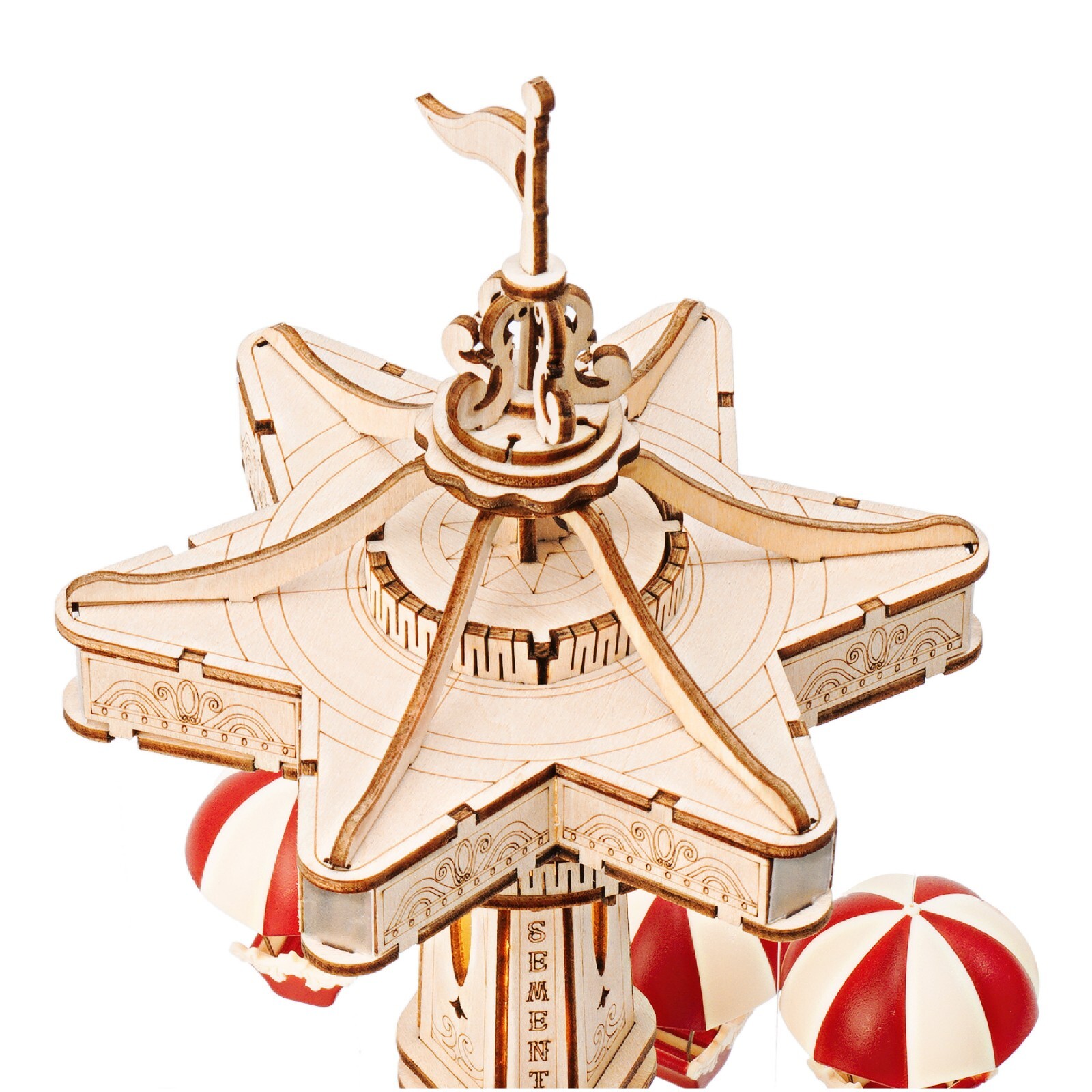 ROKR 4kit Pinball ParachuteTower SwingRide TeaCup MusicBox 3DWoodPuzzle XmasGift