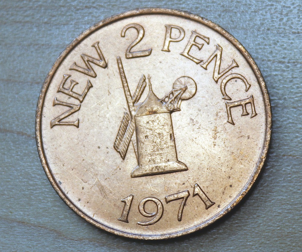 1971 Guernsey 2 Pence Windmill