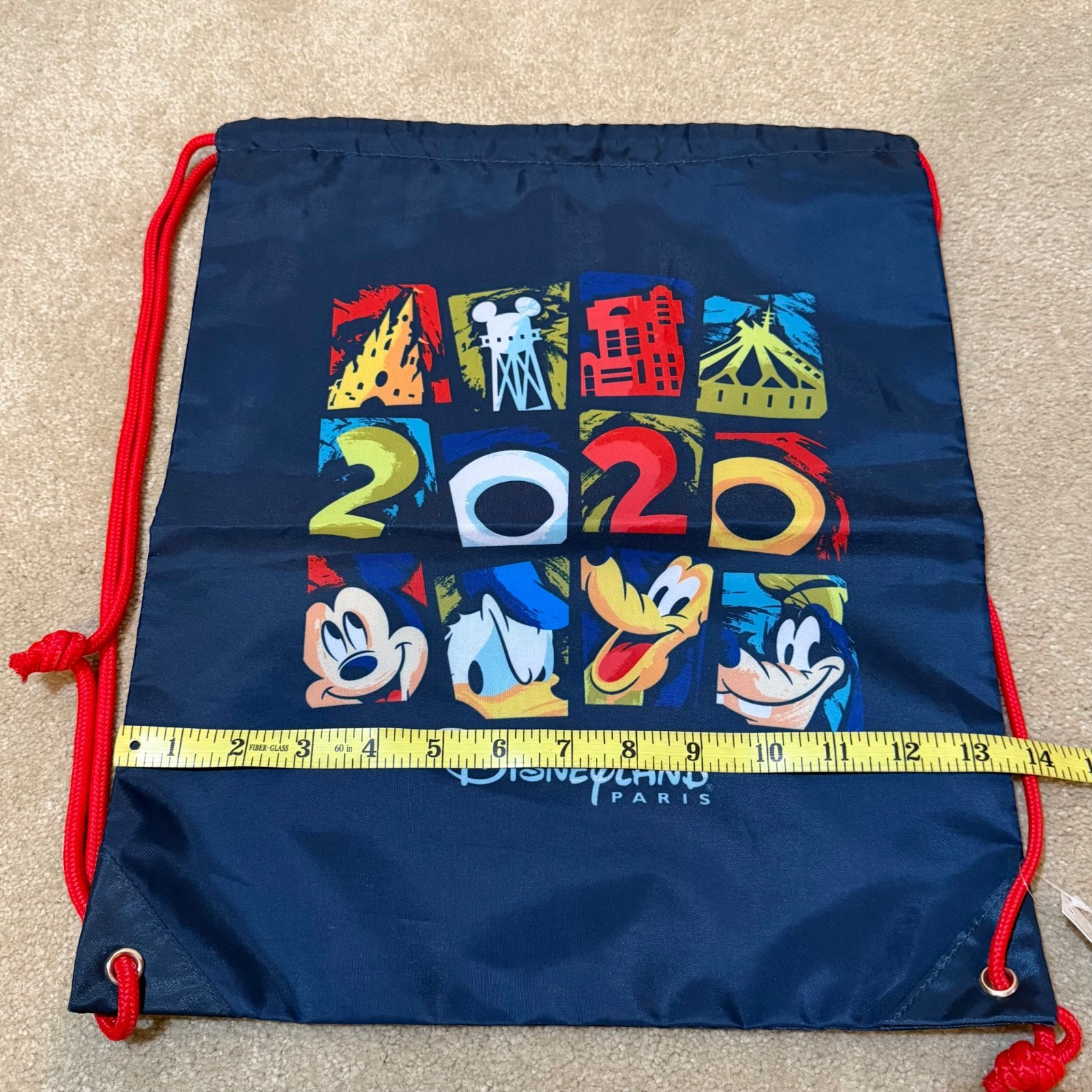 NEW DISNEYLAND PARIS ICONS DRAWSTRING BACKPACK IN NAVY 🎒 🇫🇷 🥐