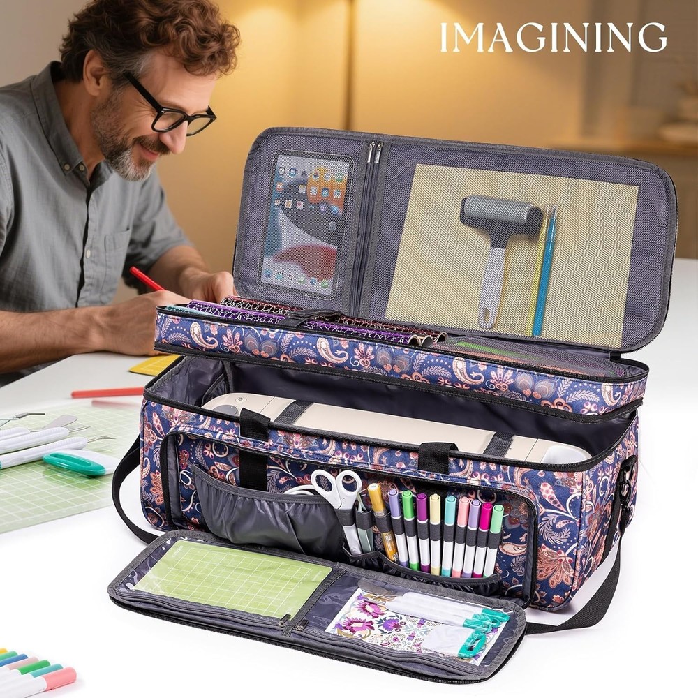 Cricut Carrying Case Polyester Double-Layer Storage Organizer for Maker Explore