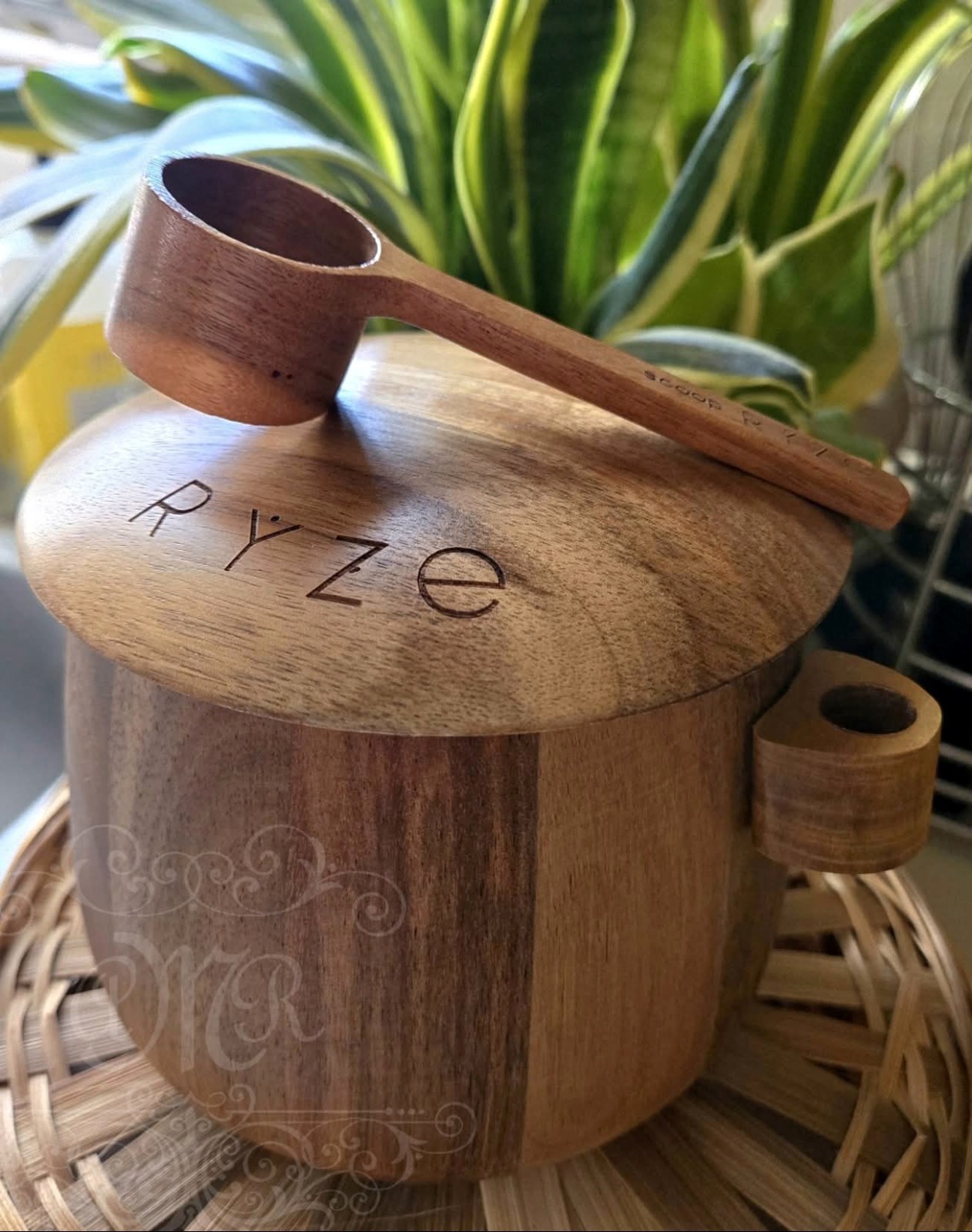 Ryze Ritual Canister Set Scoop Holder, Real Wood *Canister Not Included*
