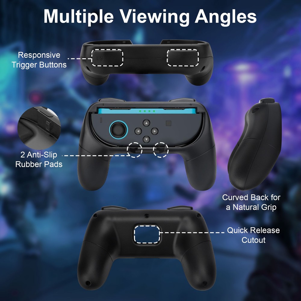 2 Pack Hand Grips for Nintendo Switch 2 Joy-Con Ergonomic Controller Handle ABS