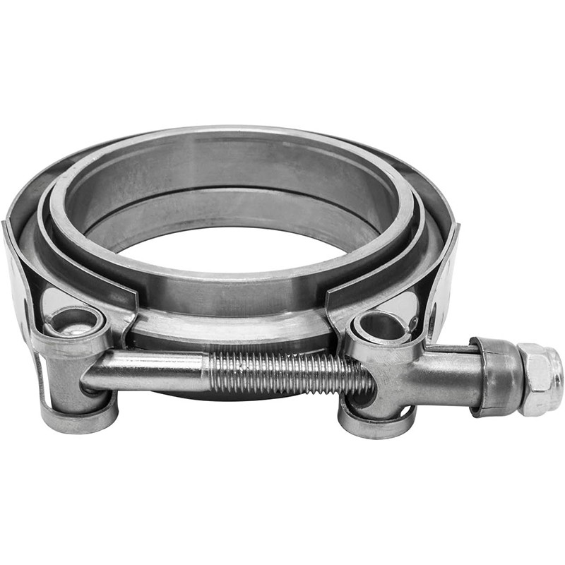 2.5" Inch V-Band Flange&Clamp Kit Male/Female With Ridge Exhaust Stainless 4 Pcs