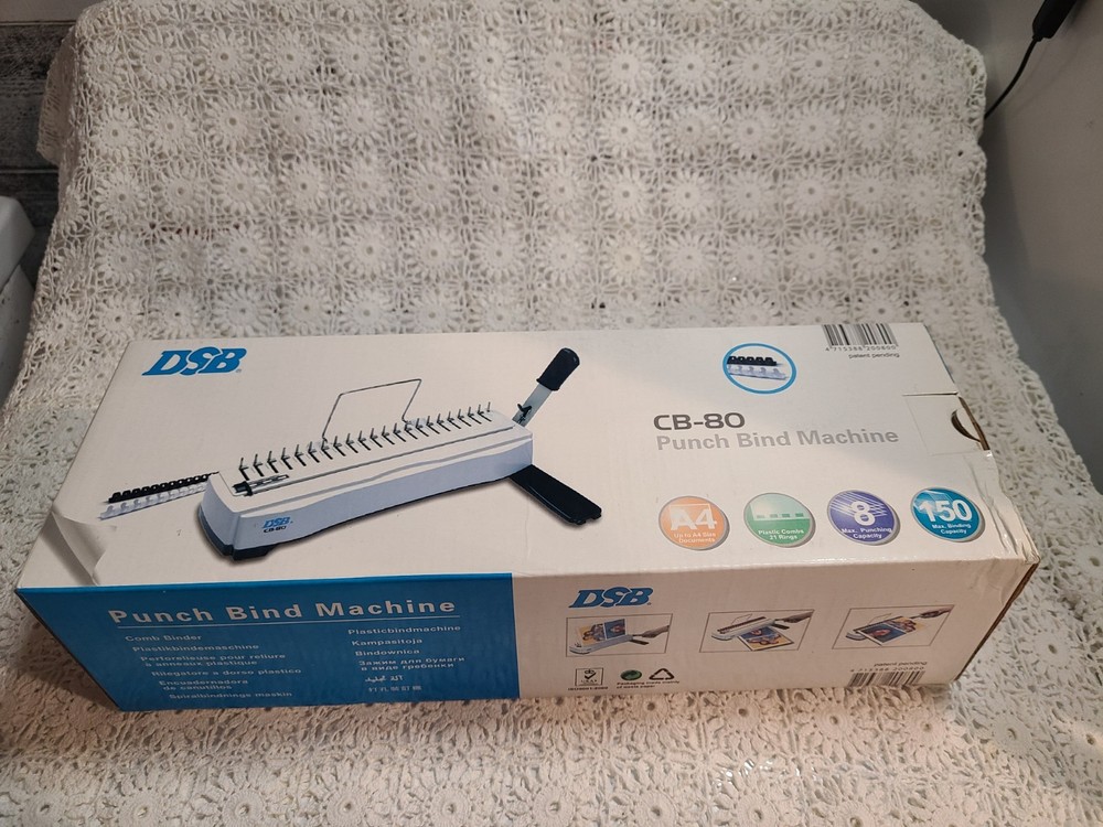 DSB CombBind CB80 Manual Punch & Binding Machine w/ Box NOS~2 Boxes Binding Comb