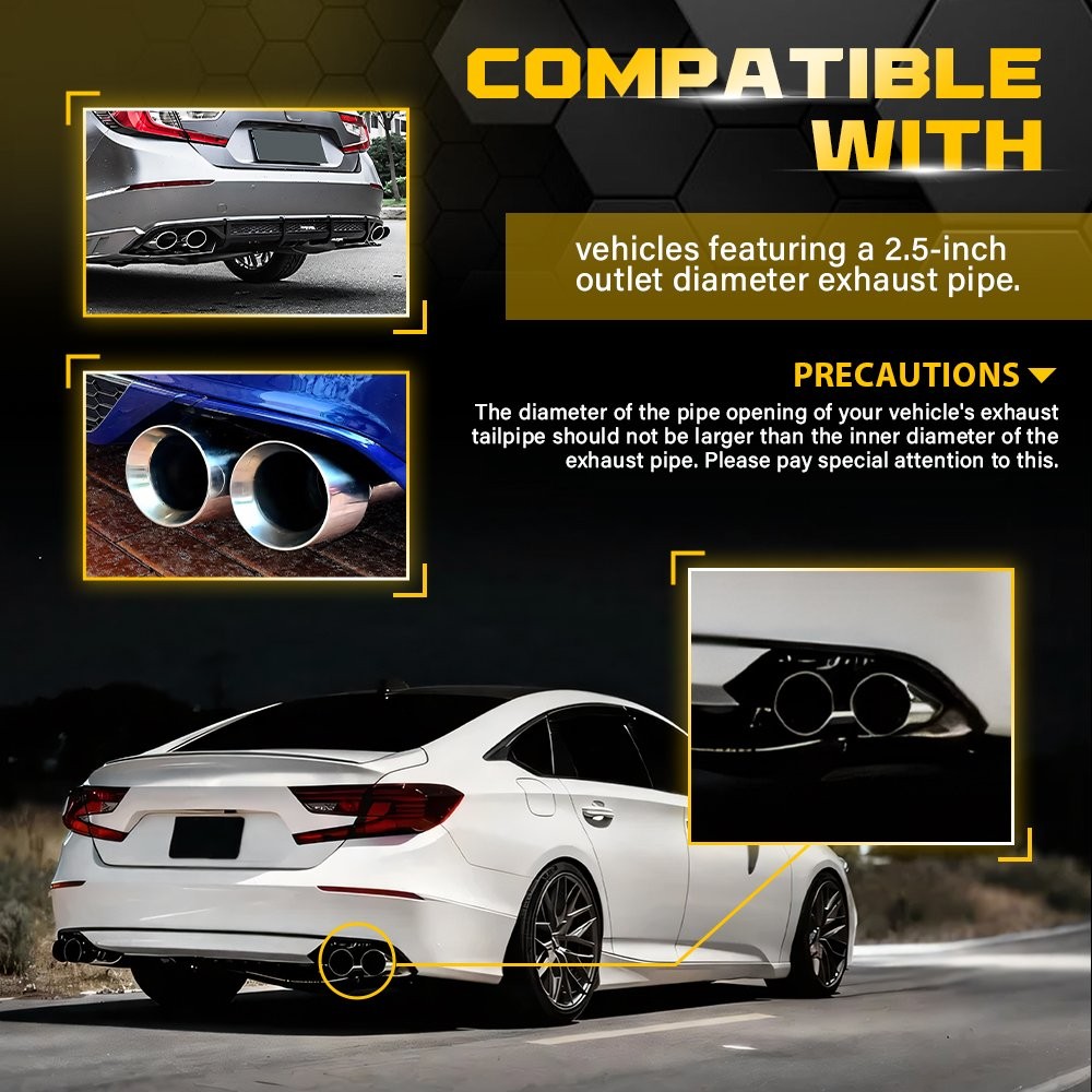 Exhaust Tip For 18-22 Honda Accord Sport Touring Akasaka Quad Tip Muffler 2X