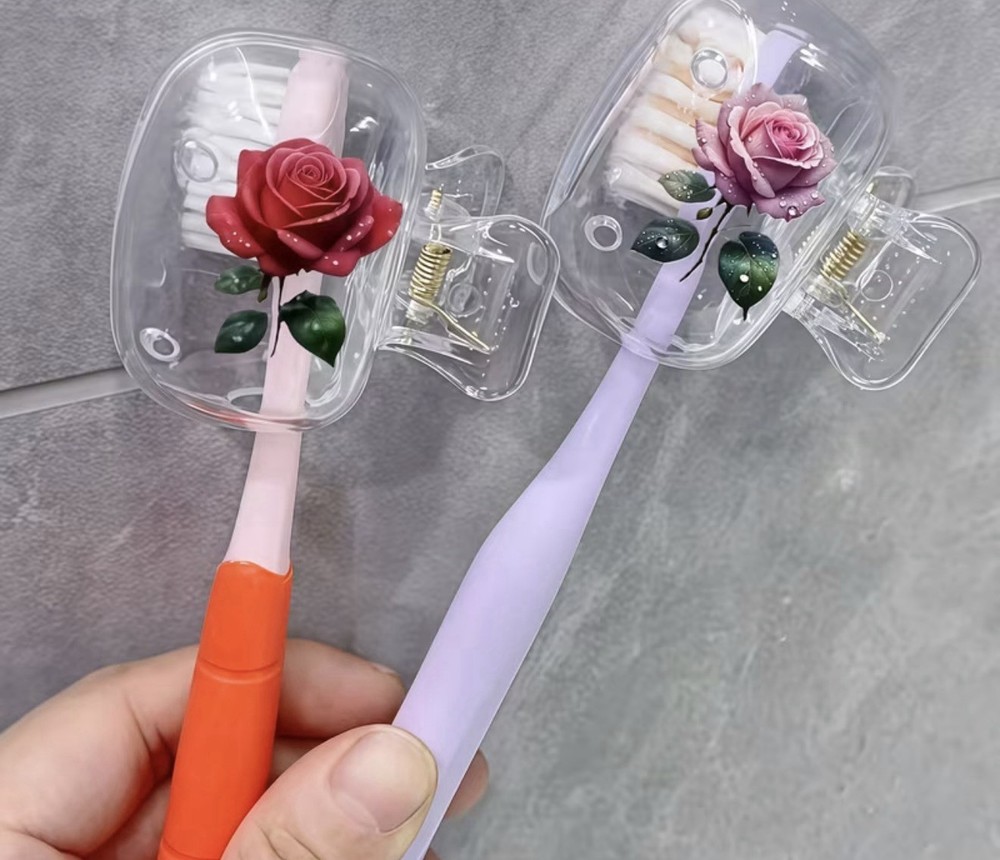 Decorative Rose Design Toothbrushes Protective Covers