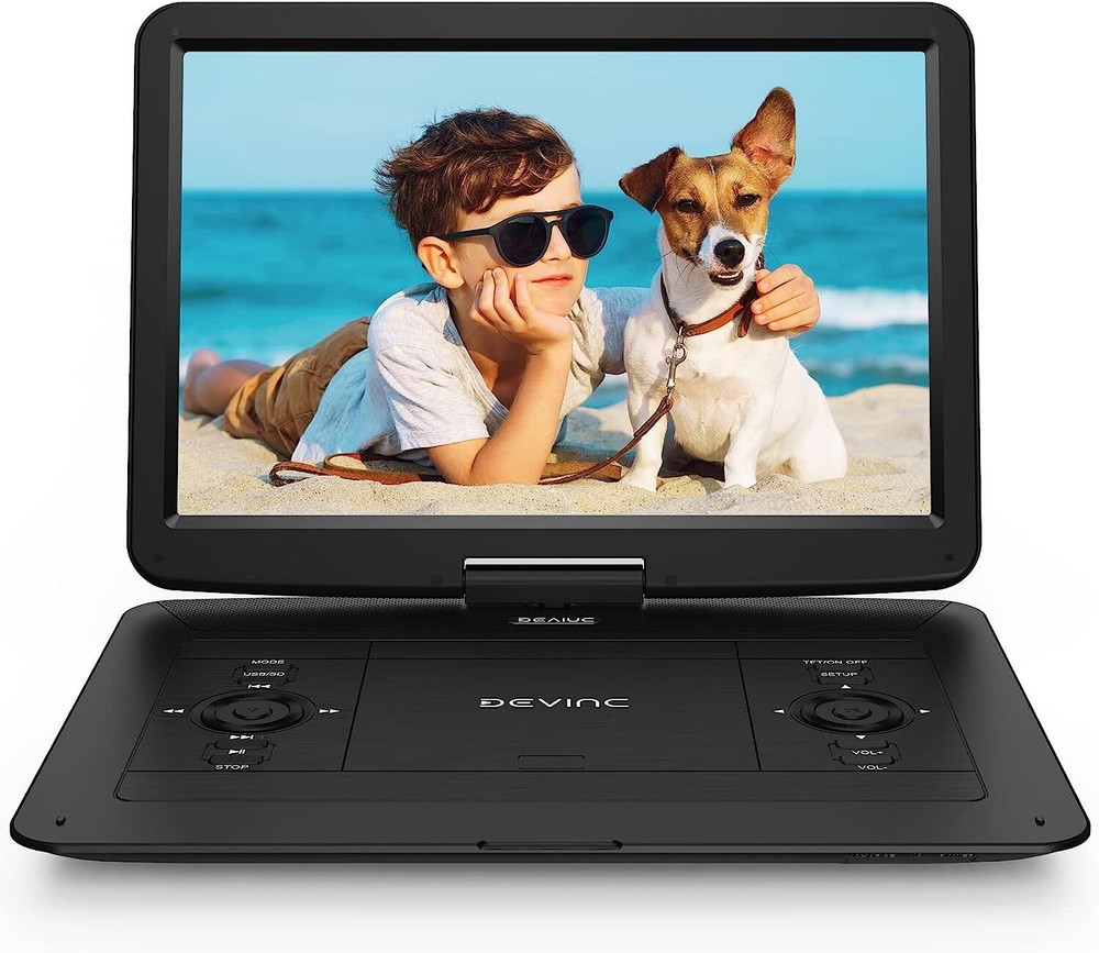 17.9" Portable DVD Player with Rotatable Screen, Rechargeable Multimedia Device