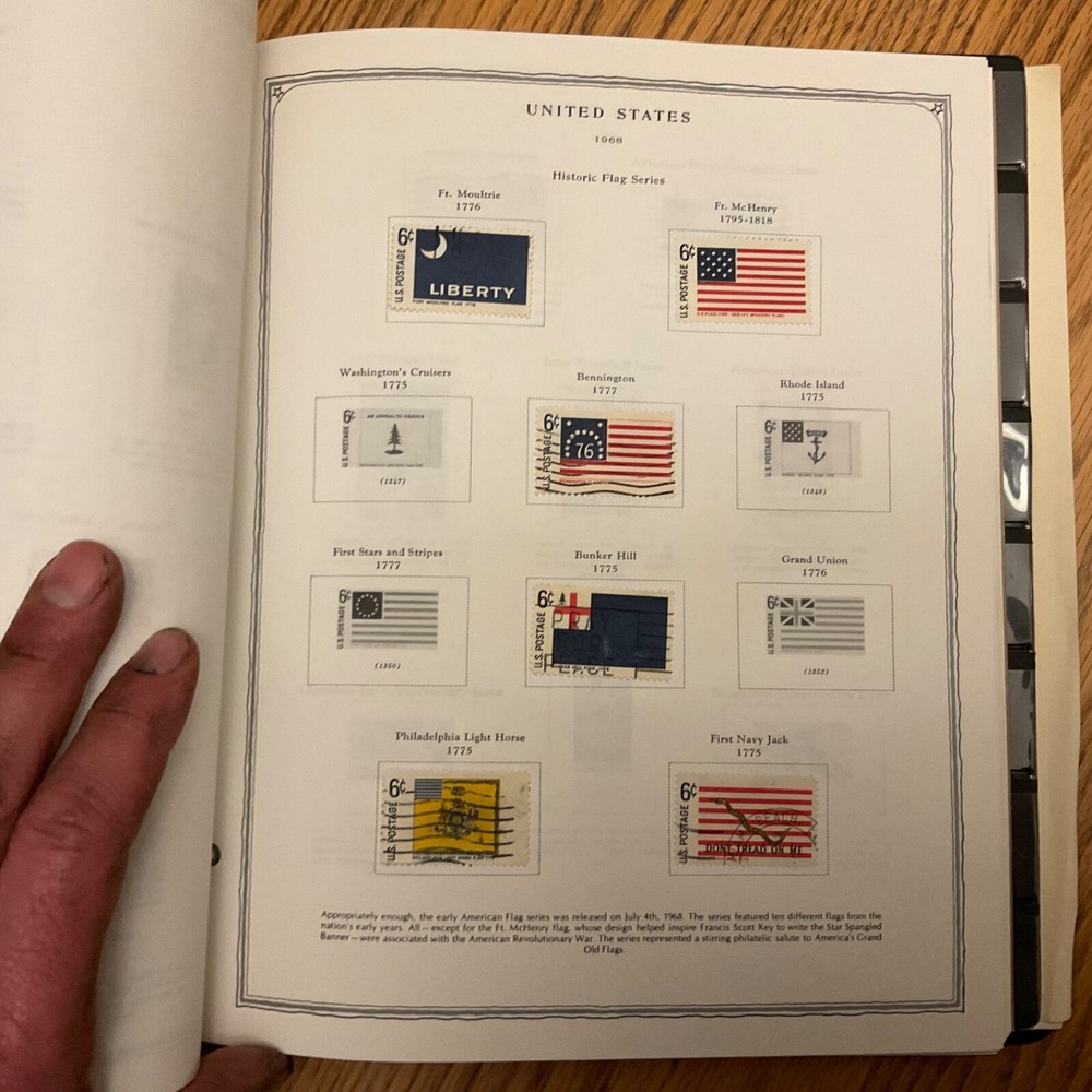 Scott MINUTEMAN STAMP ALBUM w/ about 300 Stamps inside album VERY NICE COND.