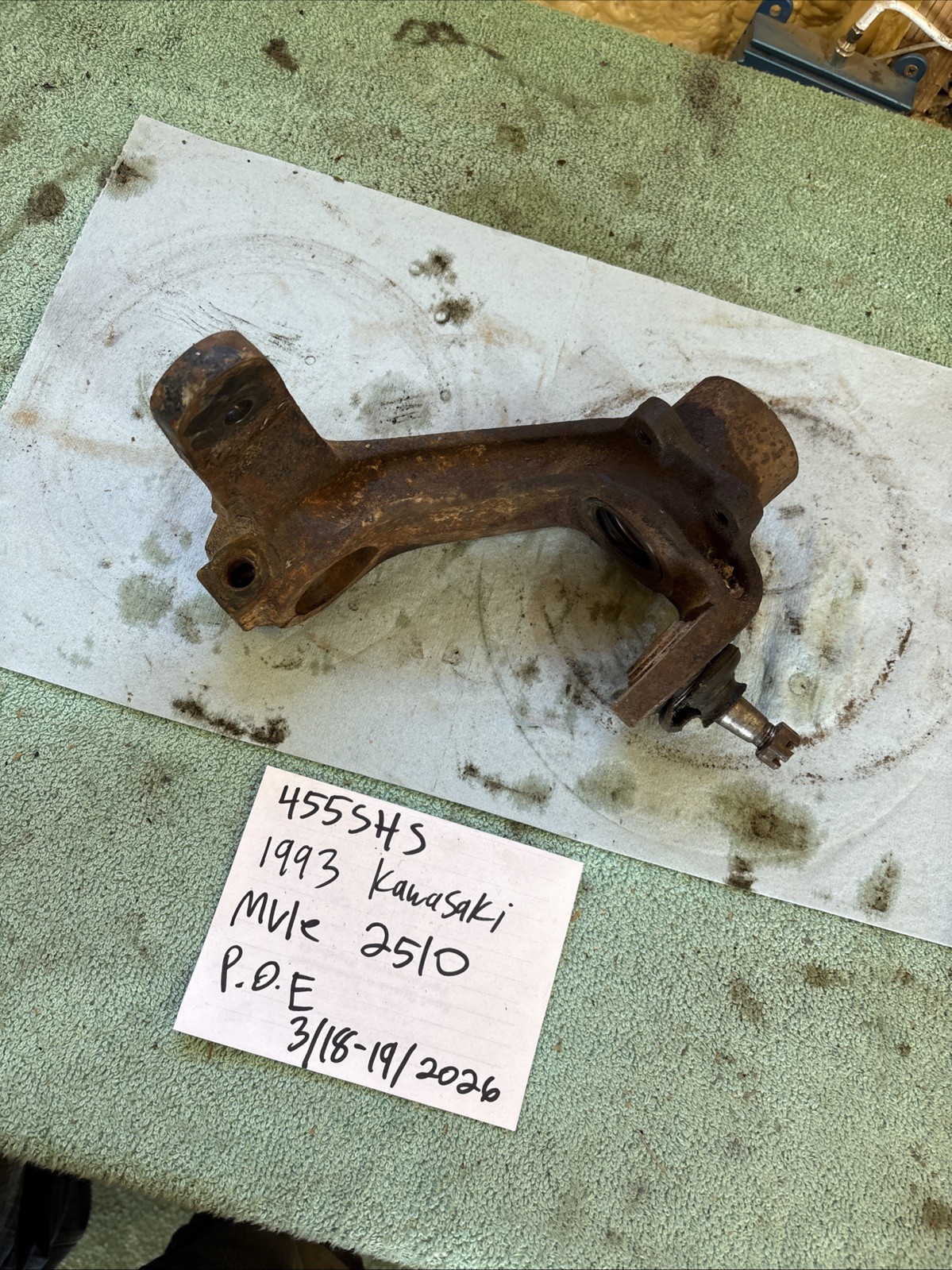 1993 Kawasaki Mule 2510 Wright Front Steering Knuckle Spindle 455