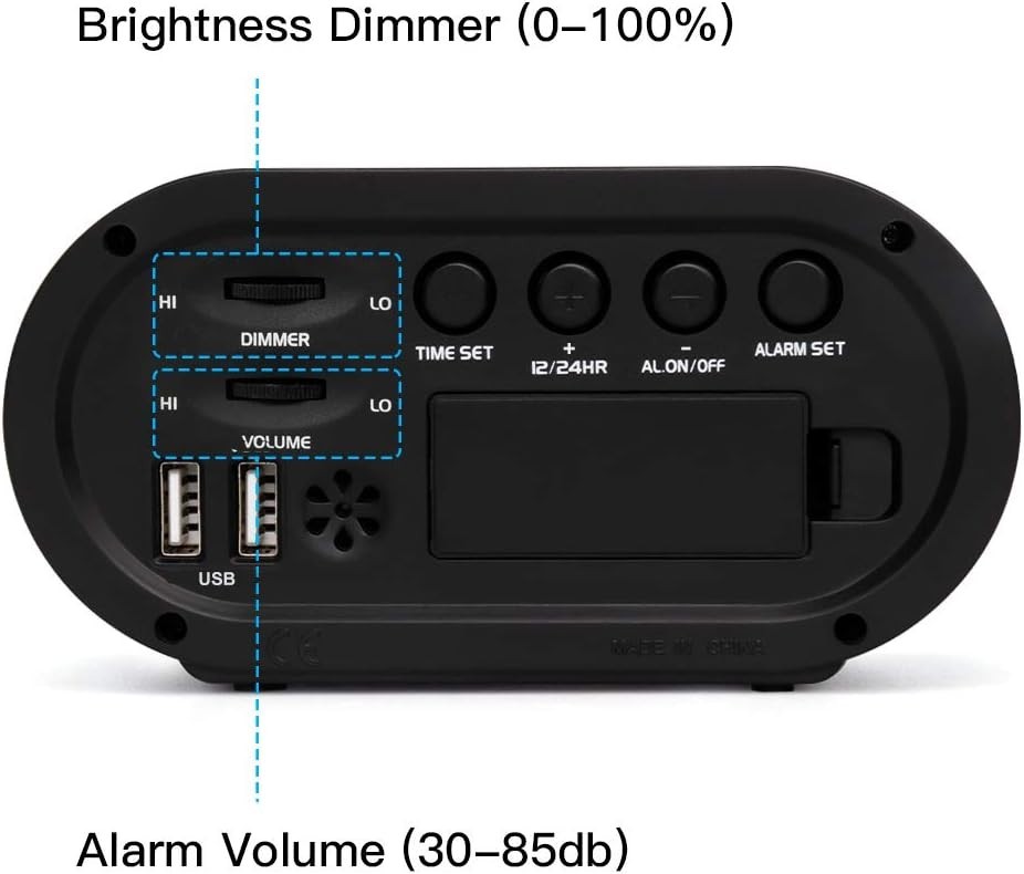 Small LED Digital Alarm Clock with Simple Operation, Full Range Brightness Di...