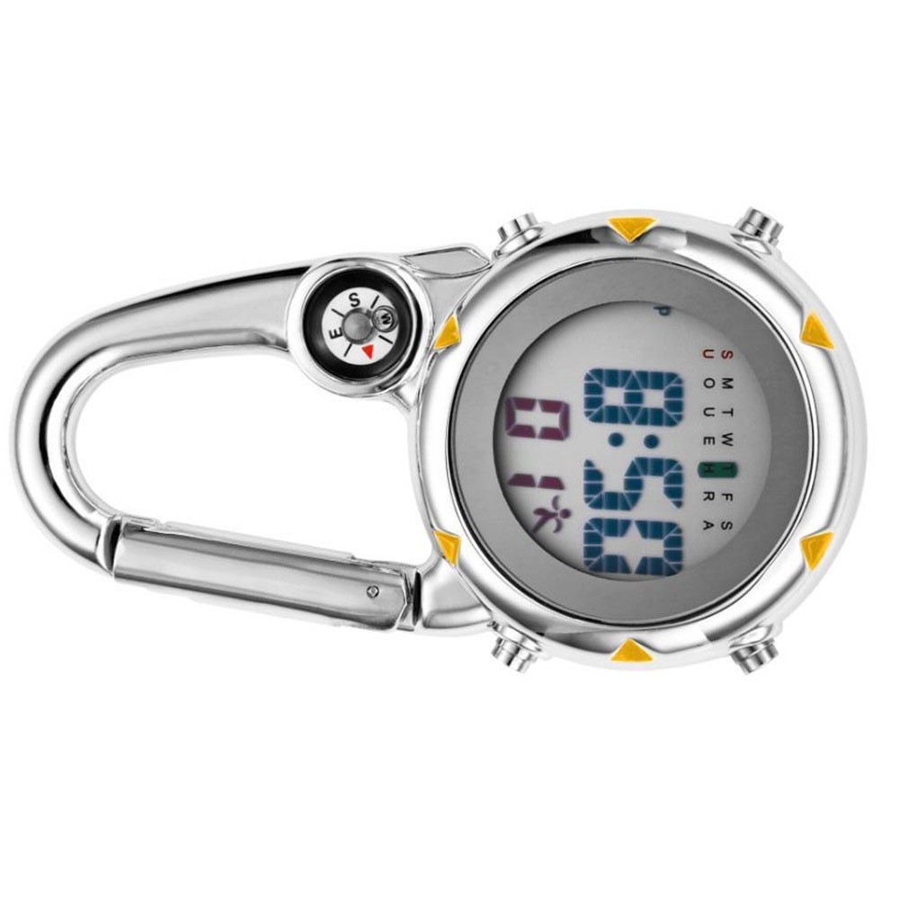 Alloy Luminous Backpack Clip On Band Carabiner Digital Sports Fob Hiking Watch.