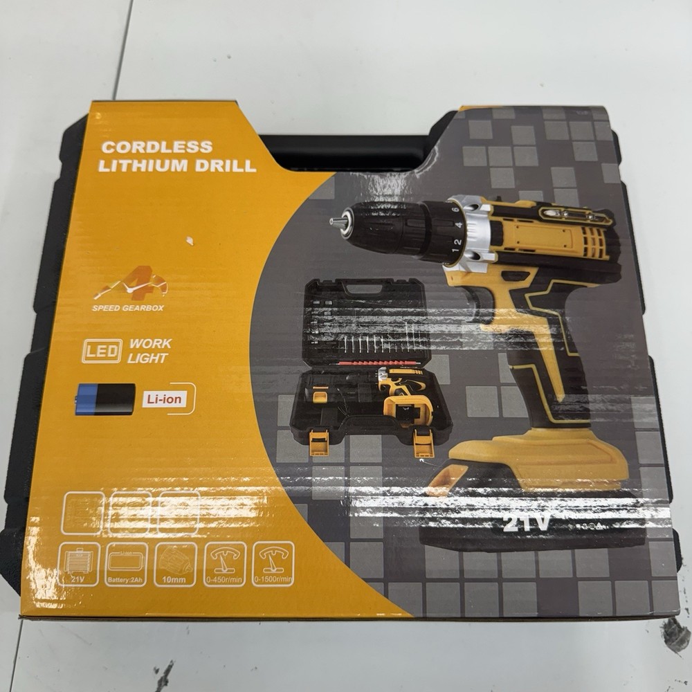 ⚡️Cordless Lithium-Ion Drill/Driver 21V LED Work Light, Carry Case, Bits⚡️