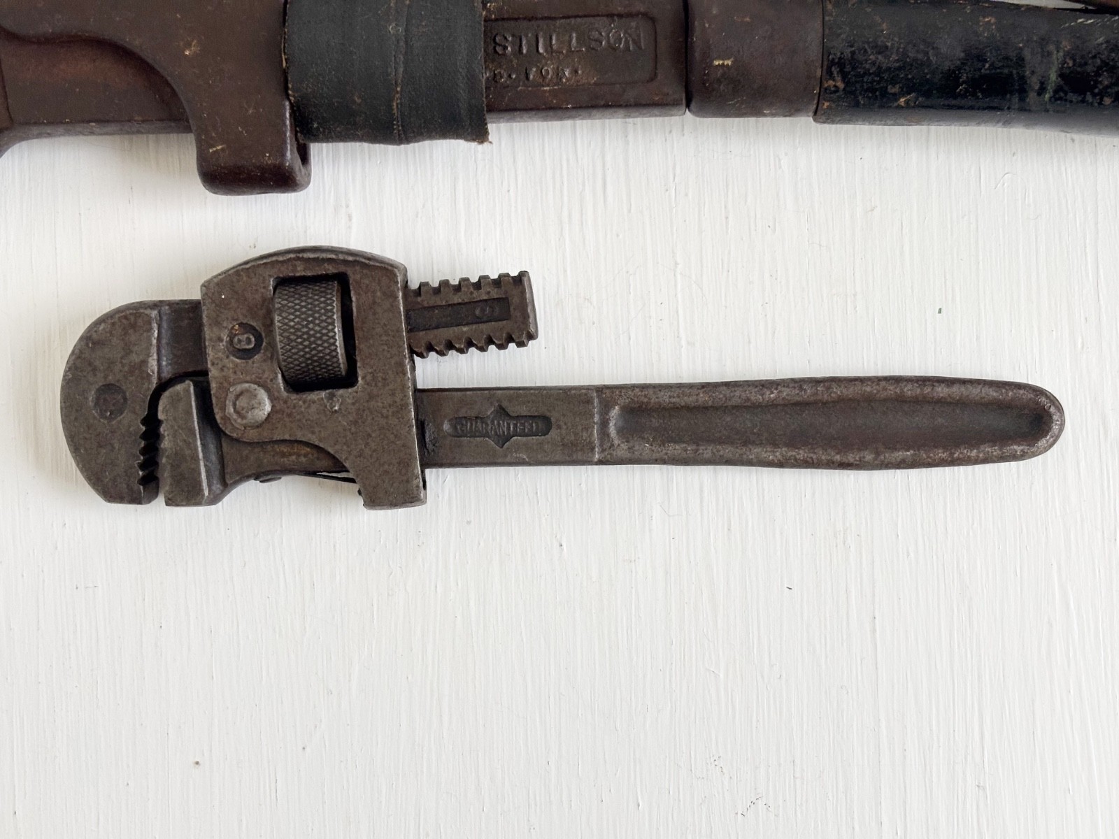 Set of Antique Wrenches—Stillson Pipe & Possible Coes Monkey Industrial Rustic