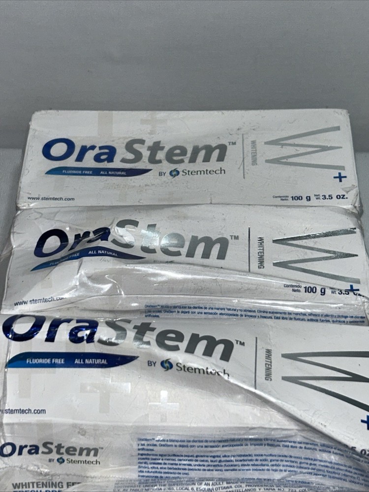 4 Sealed Orastem Fluoride Free Toothpaste 3.5 Oz, Damaged Packaging