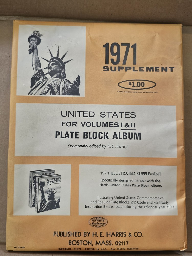 1971 H. E. Harris Plate Block Supplement Pages NOS