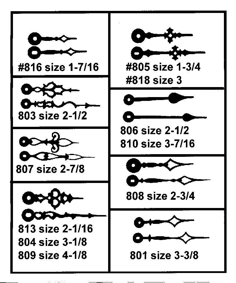 TWO QUANTITY Quartz Clock Handshaft passes 5/16" stock - WITH Hands & Hardware