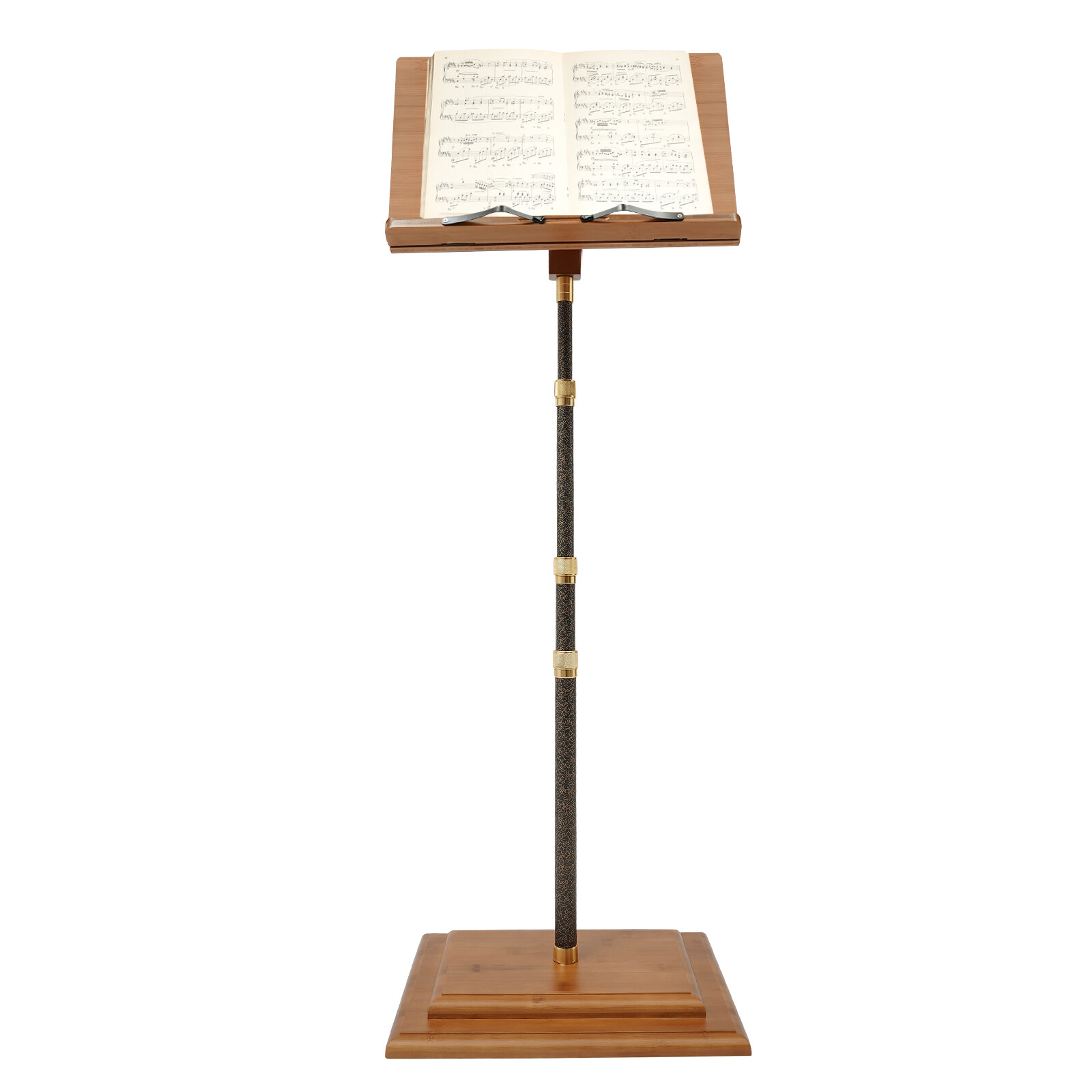 Musician's Bamboo Music Stand for Sheet Music Portable & Height-Adjustable Shelf