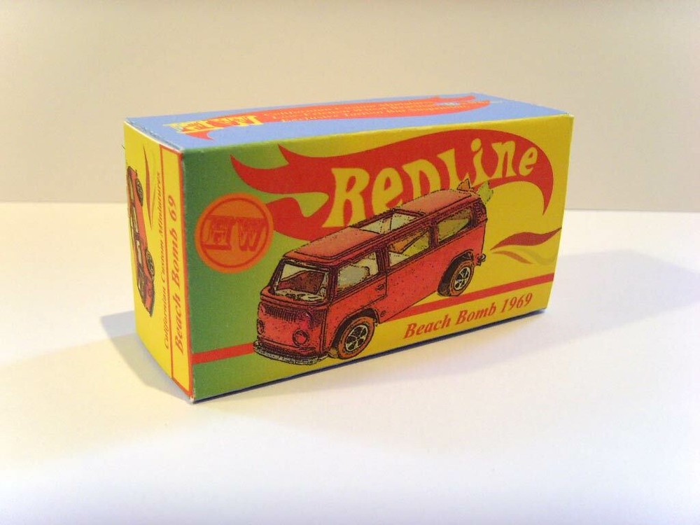 HOT WHEELS REDLINE - Superb custom display box - 'BEACH BOMB' (Rear loading)