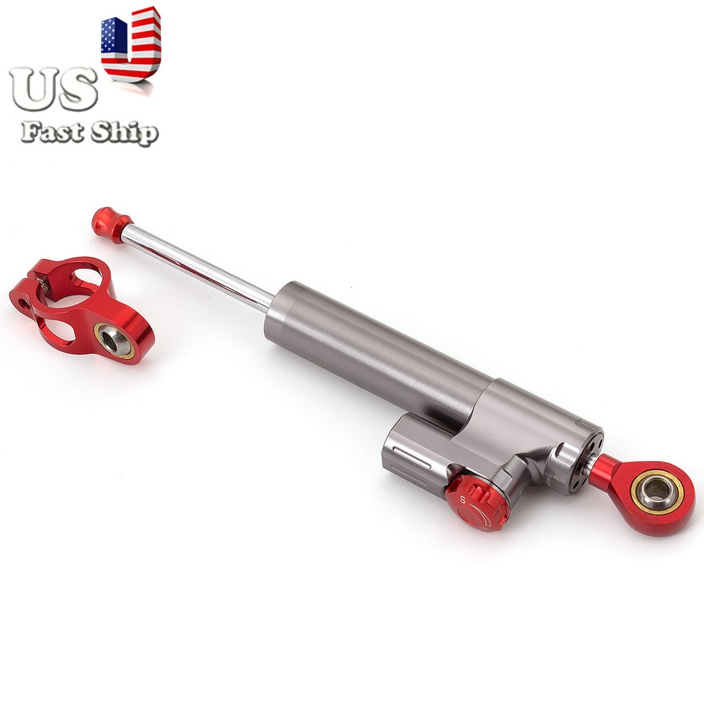 Motorcycle Steering Damper Stabilizer Control Universal CNC For ATV Bikes Gray