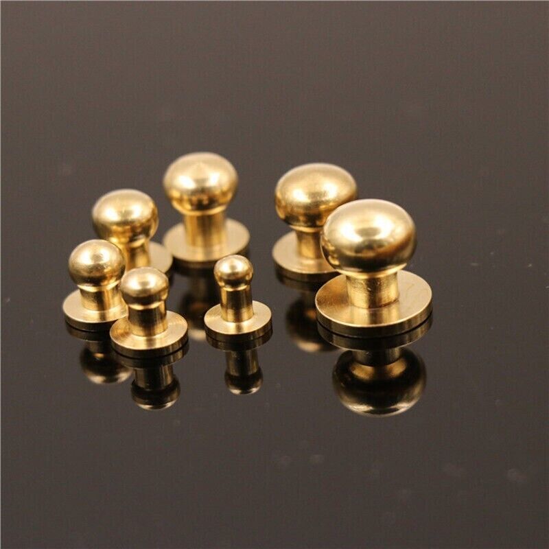 50pcs M3 Round Head Solid Brass Stud Screw Rivet Chicago Button Leather Craft