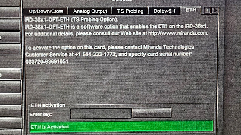 Miranda GV IRD-3811-VQ Integrated Receiver/Decoder OPT: ETH TS Probe +3DRP
