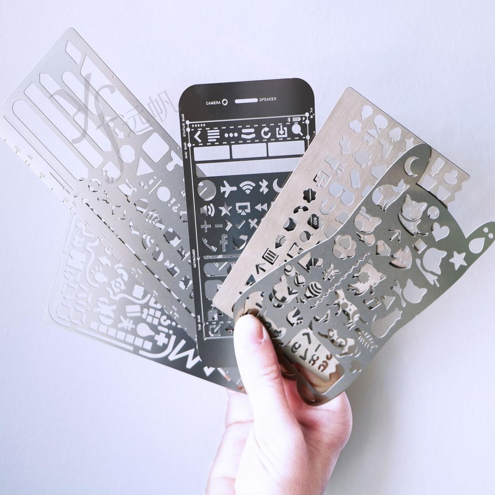 Stainless Steel Stencil Ruler, Multi-Function Hollow Drawing Template for Art...