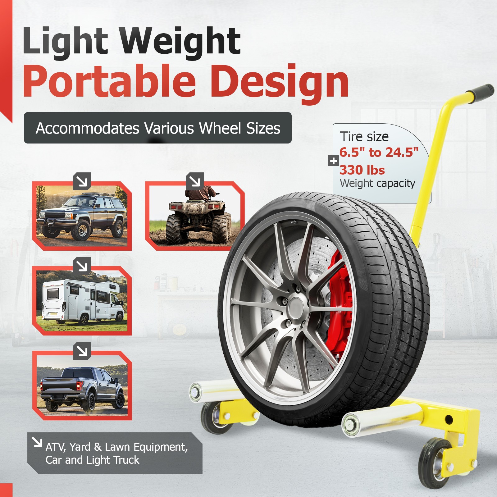 Adjustable Wheel Dolly Tire Dolly Cart Tire Lifting Tool with Adjustable Roller