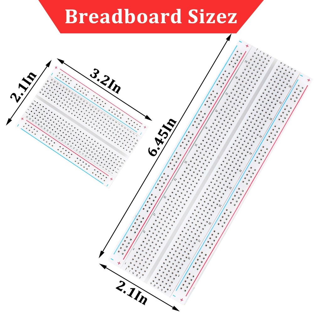 Breadboard, 6PCS Bread Board, Breadboard Kit Includes 2PCS 830 Point + 4PCS 400