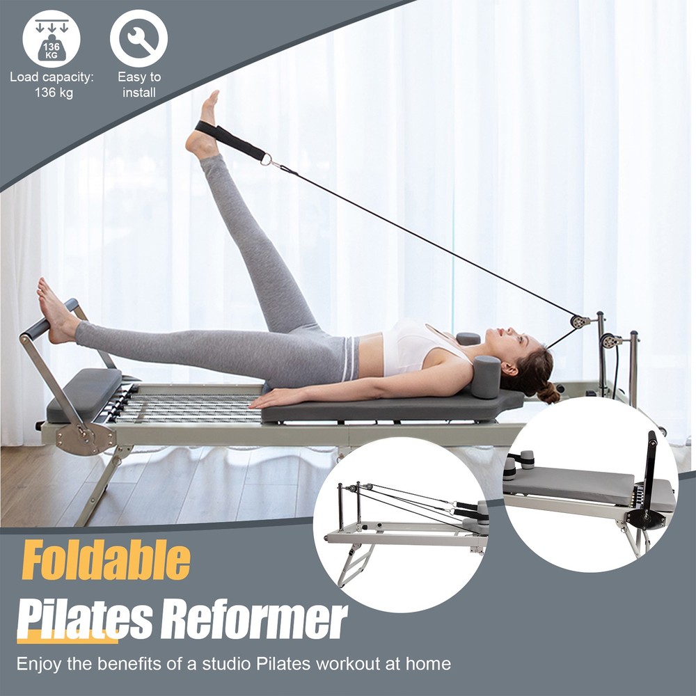 77" Pilates Reformer Machine Equipment with Spring for Home Workout,Foldable