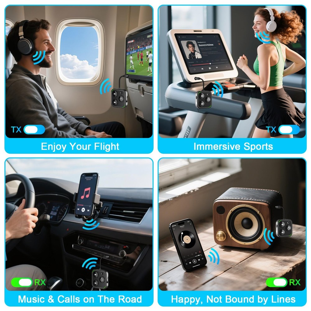 2026 Pro Bluetooth 5.4 Transmitter & Receiver, 2-in-1 Wireless Adapter for Ai...