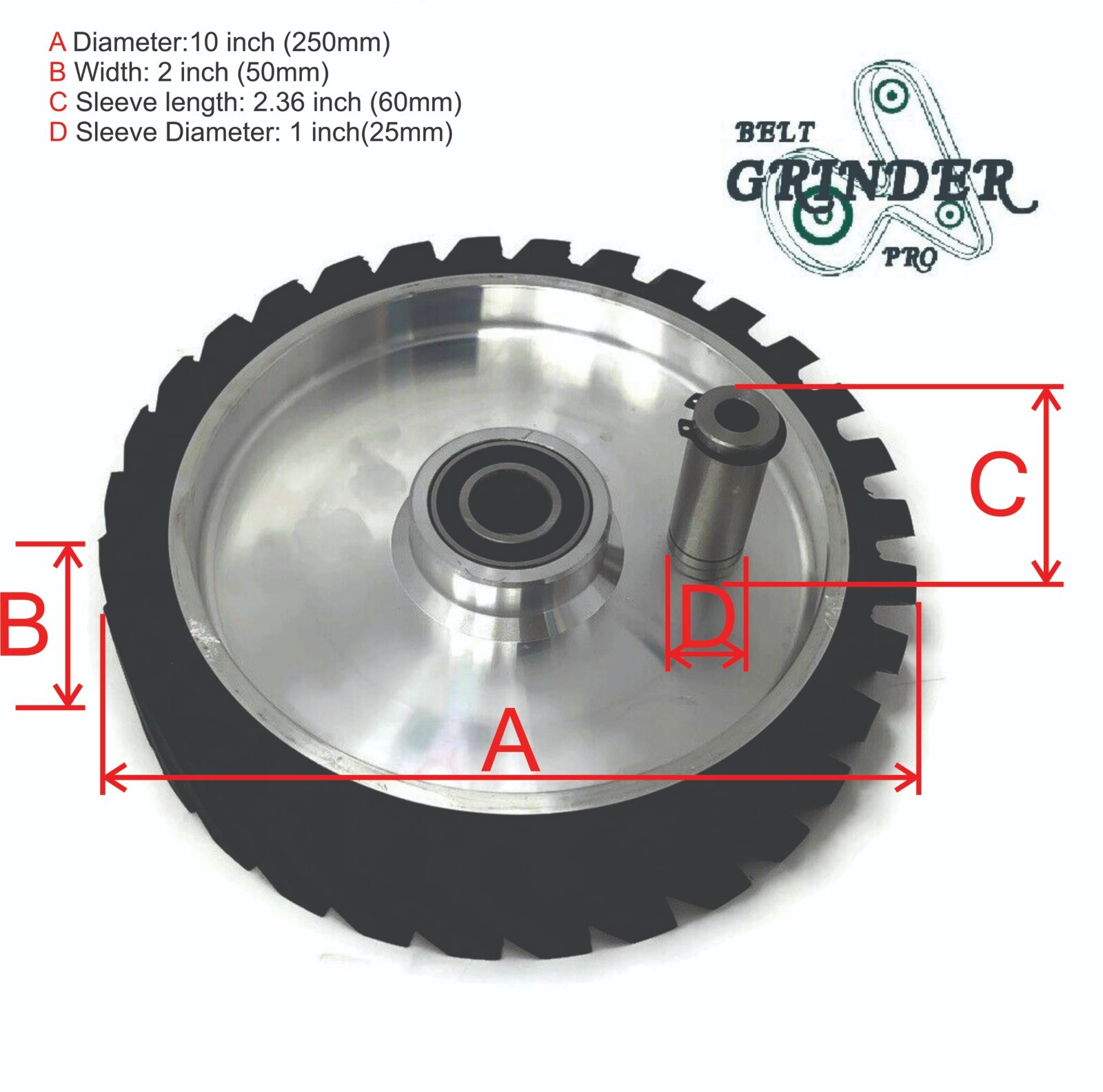 10" Belt Grinder Contact Wheel Serrated Rubber With 1/2 inch bore