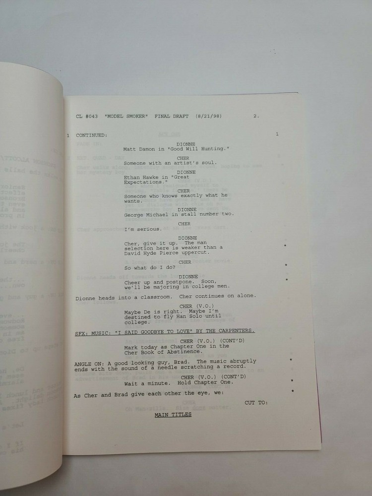 CLUELESS / David Hamburger 1998 TV Script, Donald Faison "Model Smoker"