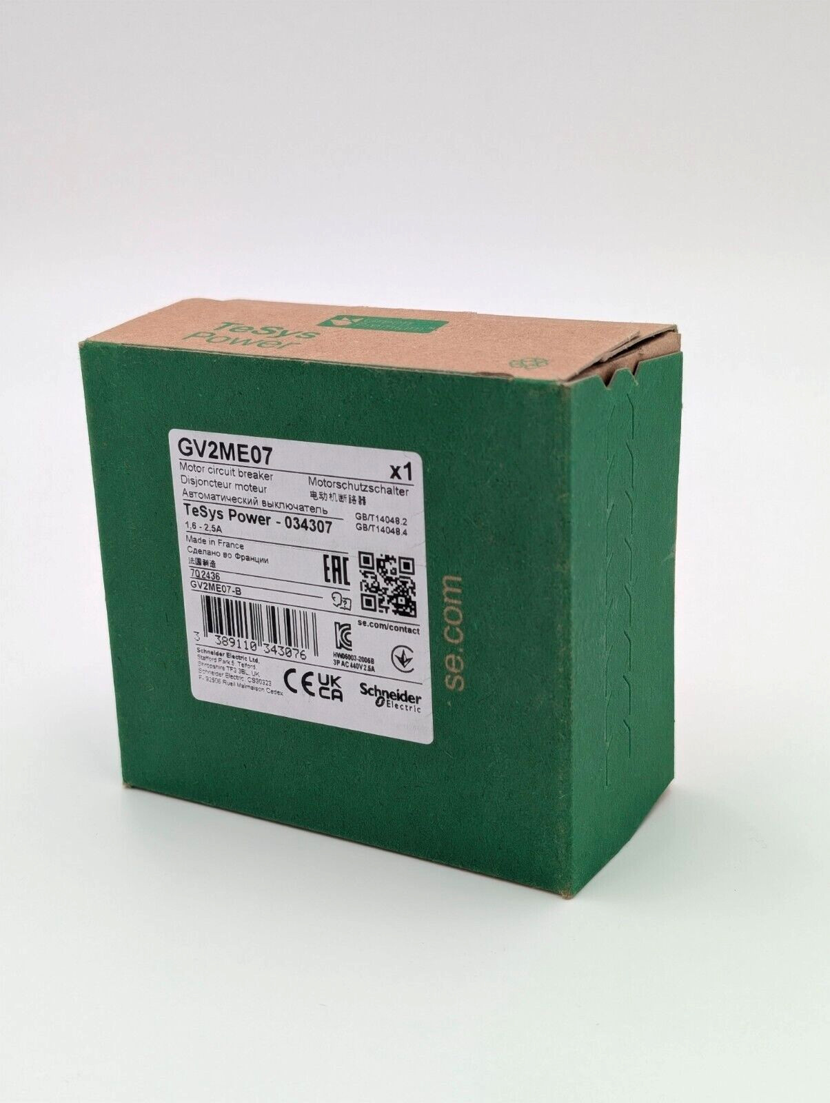 Schneider Electric GV2ME07 Manual Motor Circuit Breaker 3P 1.6 to 2.5A USA STOCK