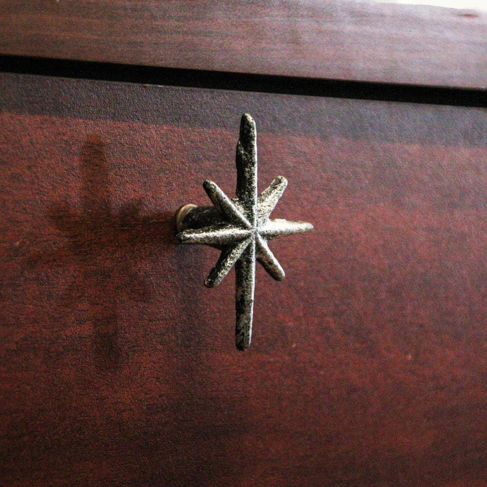 Mid Century Drawer Pulls Cabinet Knobs Starburst Cast Iron 6 Pack