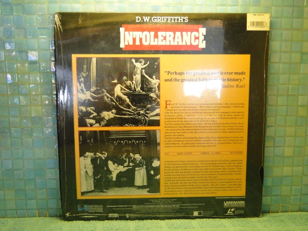 Intolerance Laserdisc -EXTRA LDs SHIP FREE