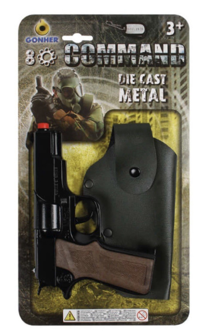 Die Cast Metal 1911 Cap Gun. Military Commando Style With Holster. New!!