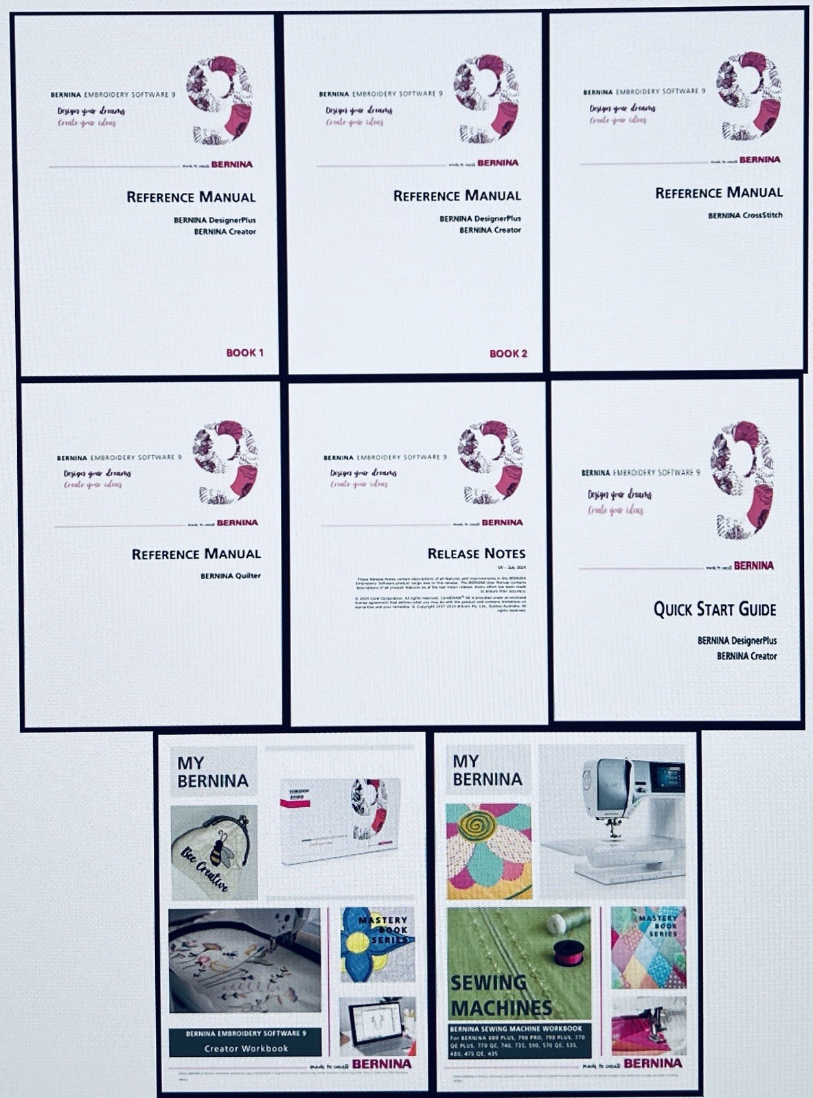 Bernina Embroidery Software 9 (2024 Edition) Manual & Mastery Bundle: 8 Books