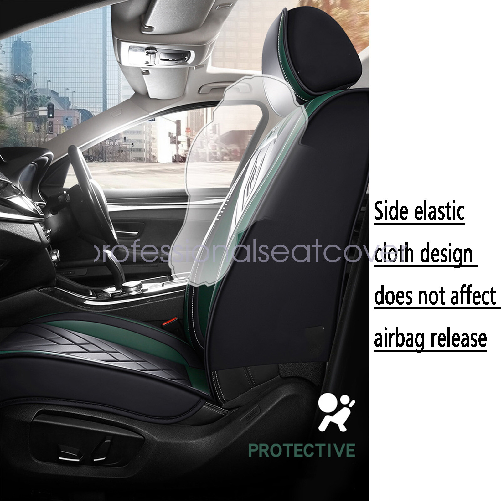 For Ford F-150 Crew Cab 4-Door 2009-2023 Car Faux Leather Front+Rear Seat Cover