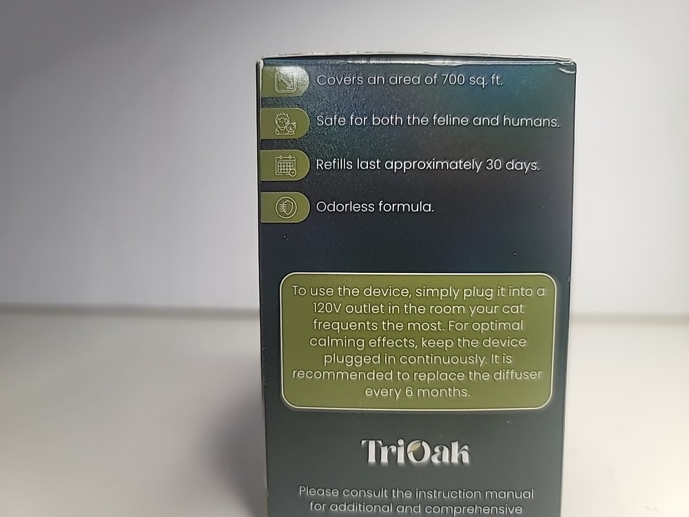 TriOak Cat Calming Diffuser - Feline Anxiety Relief - Pheromone Diffuser 2-1