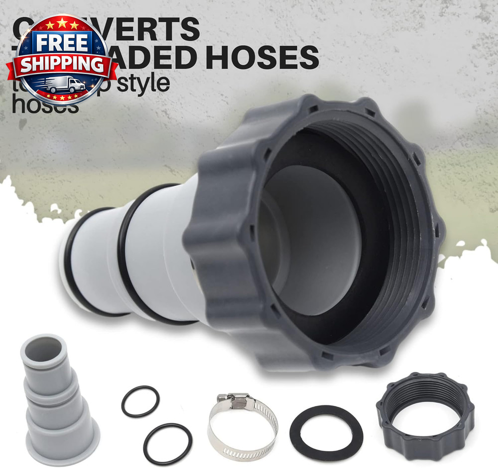 (2-Pack) Replacement Threaded to Clamp Style Hose Adapter for Intex Pool Sets wi